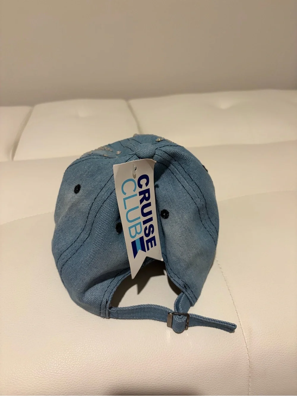 Studded Star Denim Baseball Cap - Light Blue